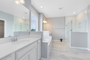 Upstairs primary bath.