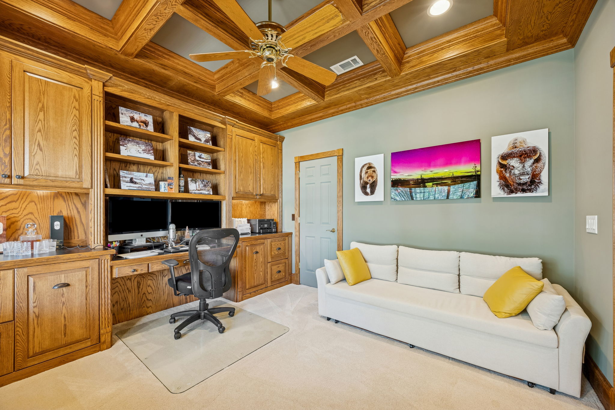 Built-ins & Coffered Ceiling