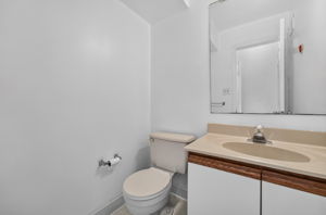 Powder Room Plate Glass Mirror Sink in Molded Top/European Vanity/Cabinet Storage Ceramic tile Flooring
