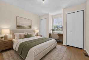 Bedroom 2-Virtually Staged- 3 Closets LVP Flooring - 2025
