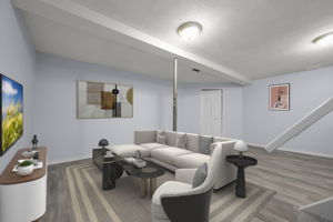 Digitally staged - casual entertaining space