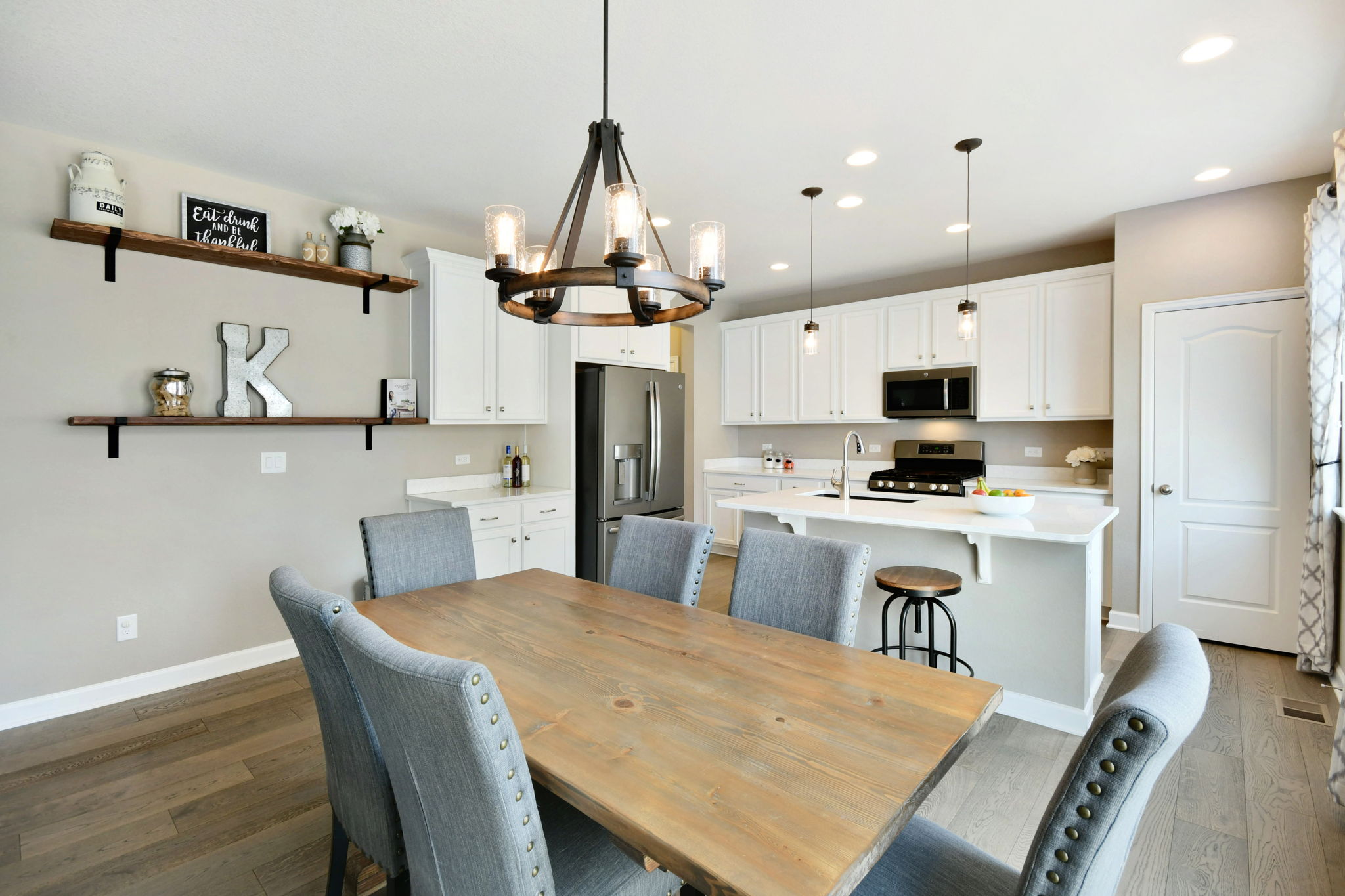 Custom shelving in Kitchen/Dining