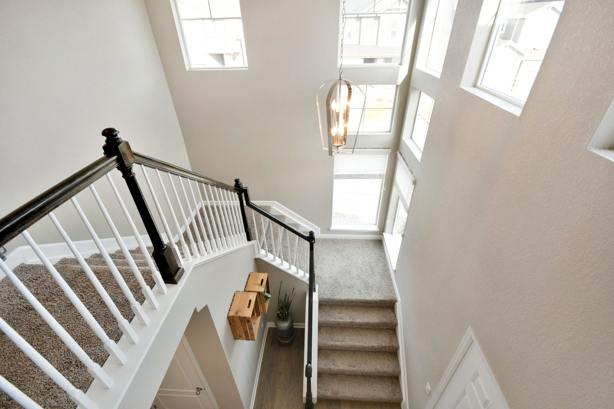 Bright staircase flooded with natural light