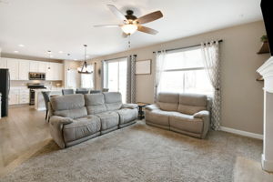 Open floorplan from Family Room to Kitchen