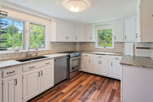 View of kitchen with 2 window exposures