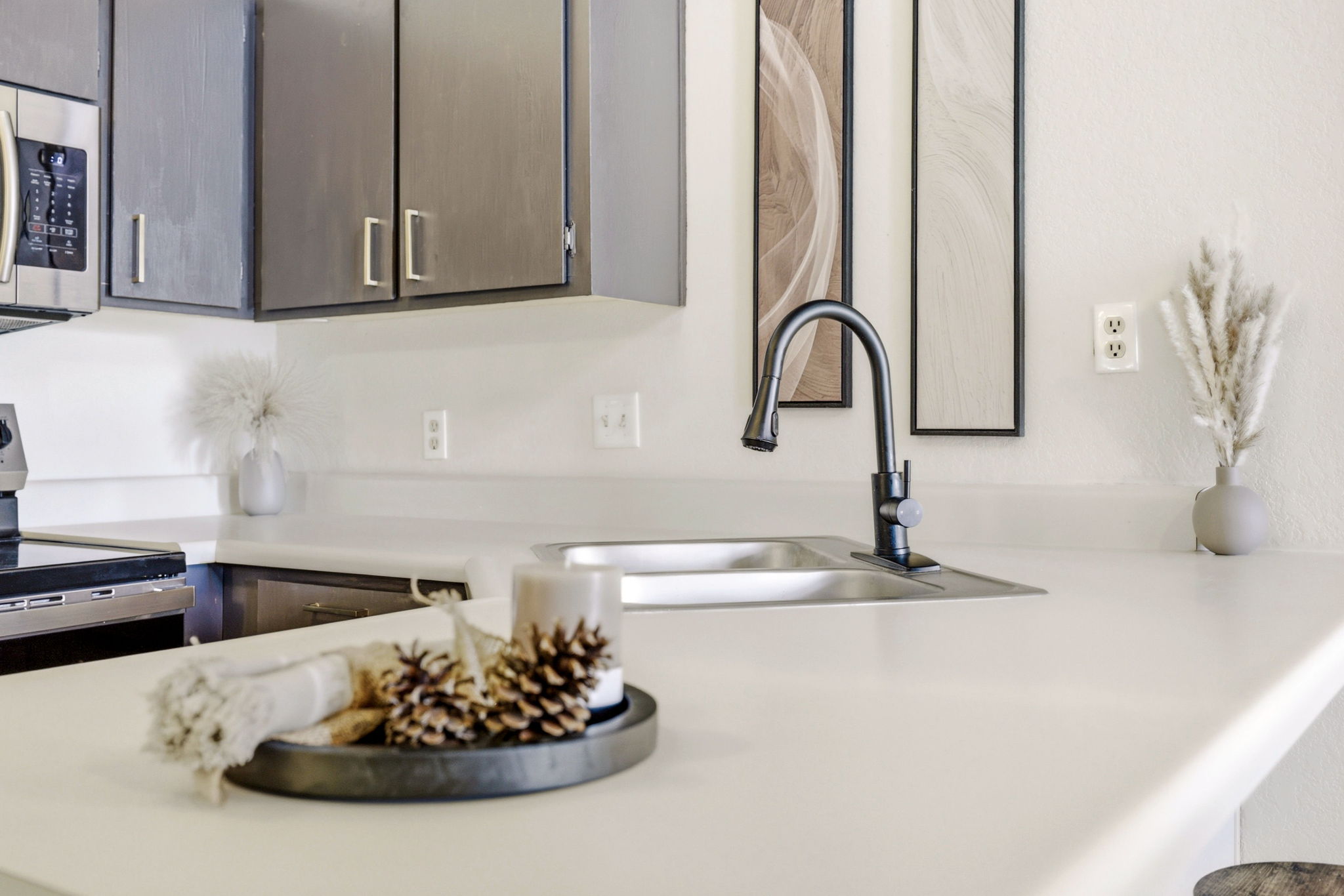 Thoughtfully designed kitchen details with warm, natural finishes.