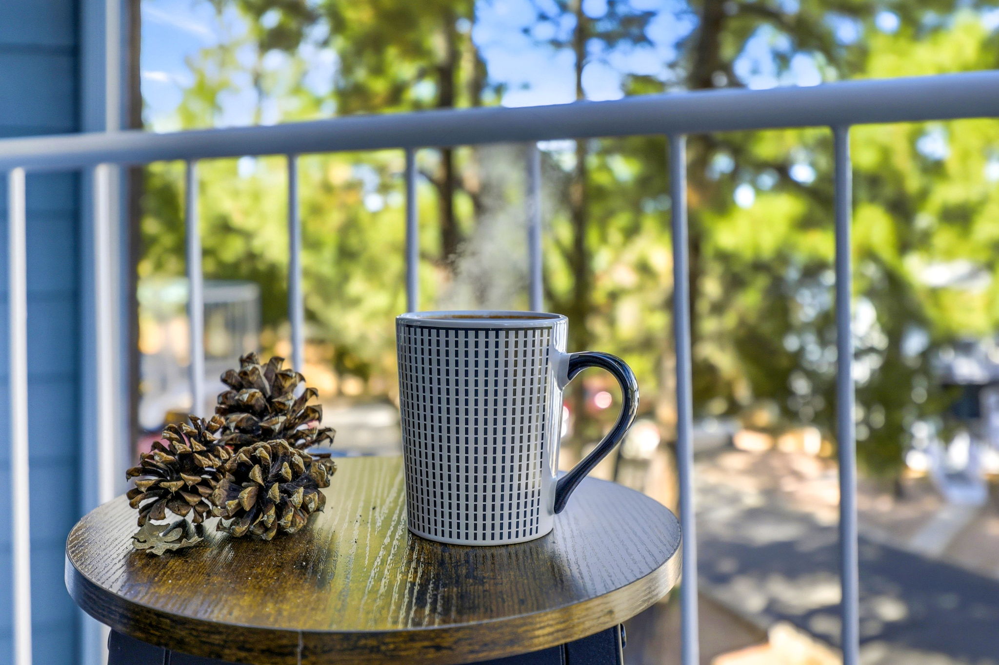 Private balcony perfect for morning coffee surrounded by the pines.