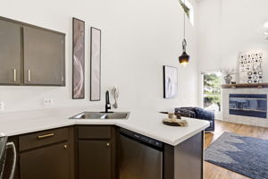 . Modern kitchen with clean lines and open flow into the living space.