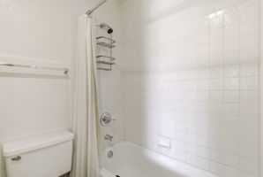 Relaxing tub and shower combination.