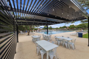Clubhouse and Seating at Pool