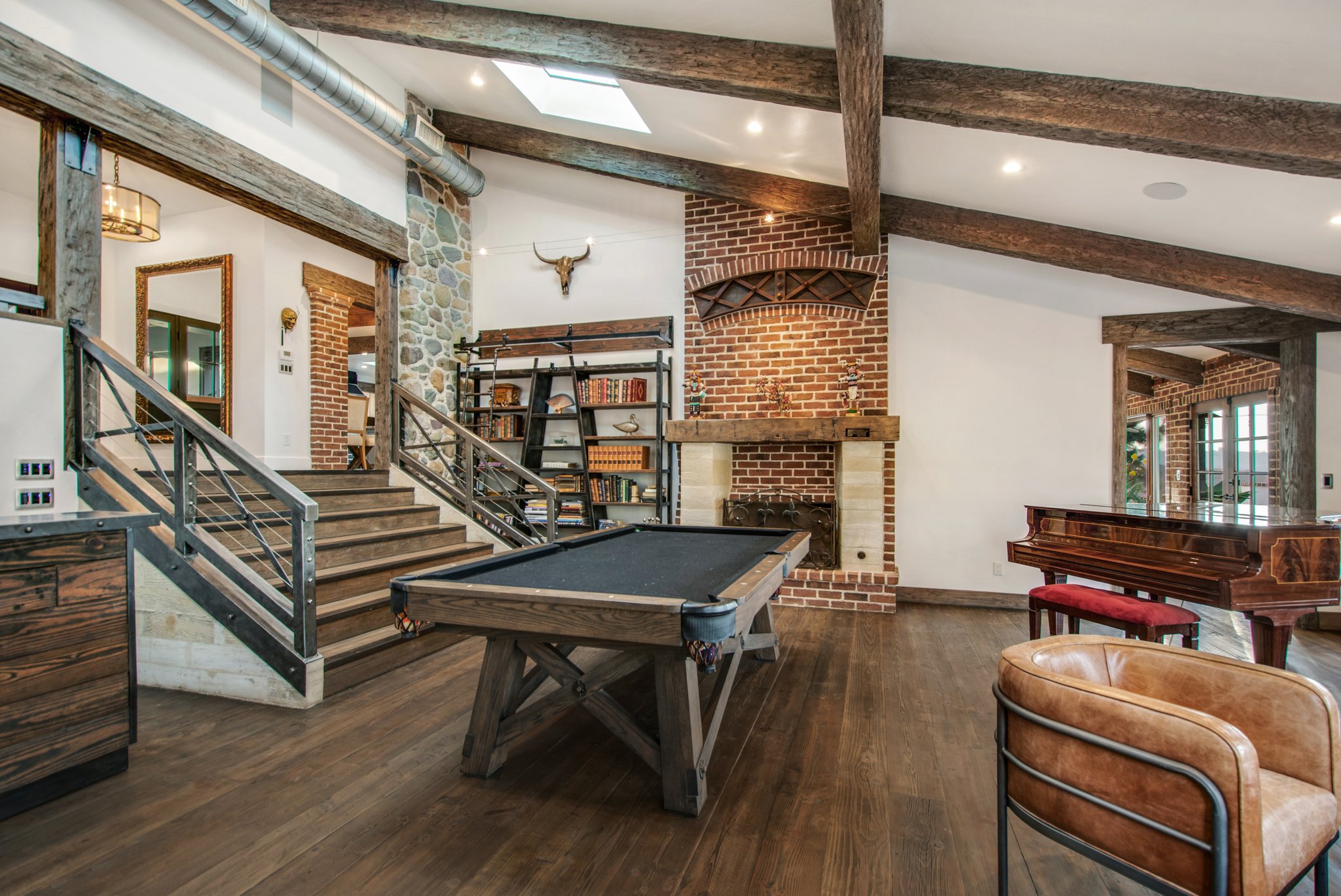 Game Room with Custom Fireplace,