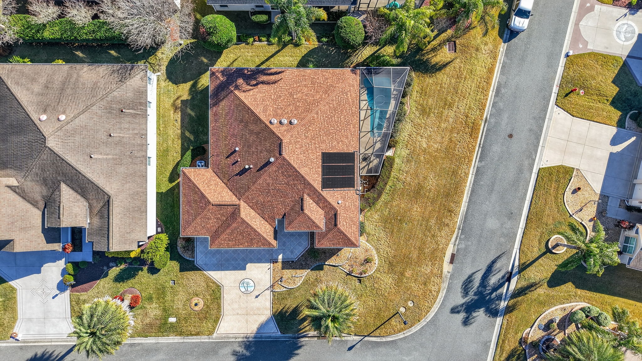 Aerial with Swimming Pool and Large Corner Lot