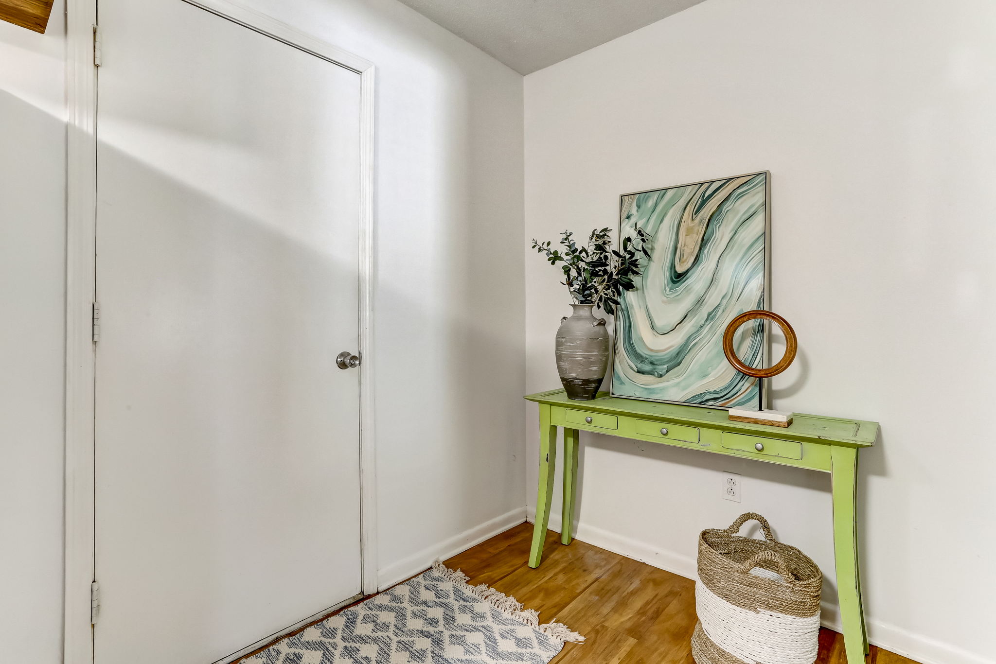 Kitchen door leads to mud/laundry area