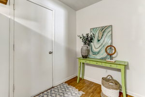 Kitchen door leads to mud/laundry area