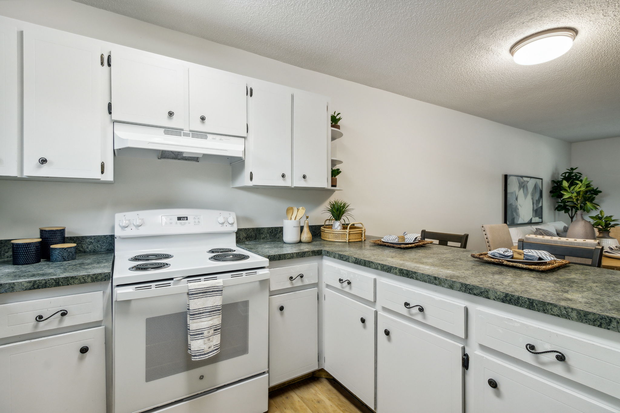 A roomy kitchen for an apartment ...