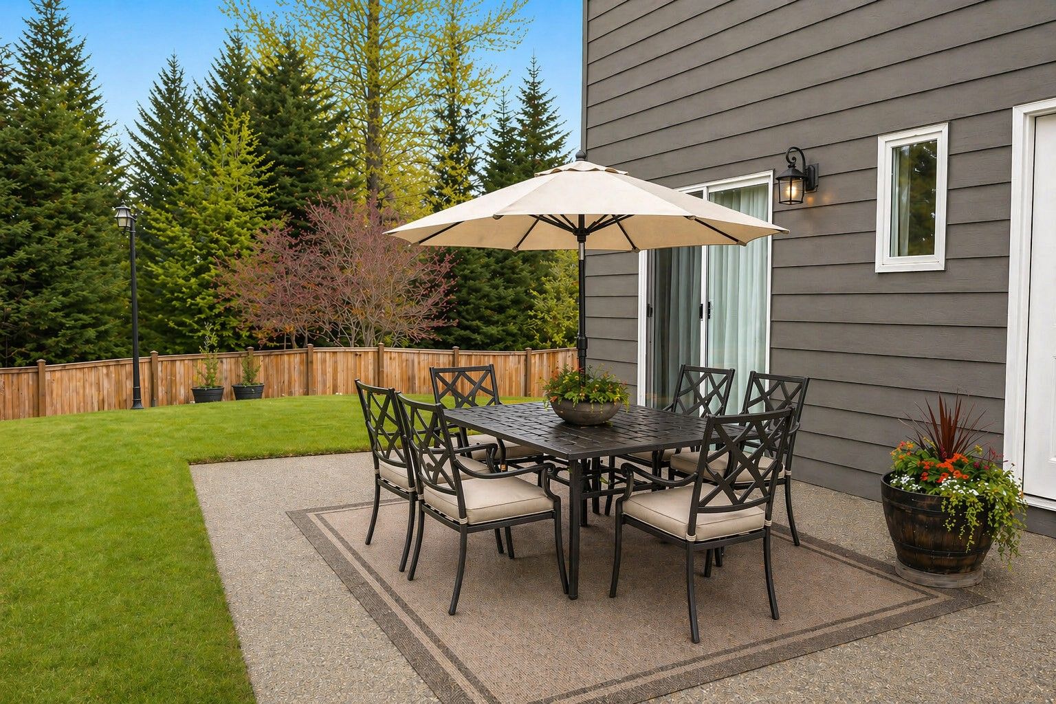 Virtually staged patio area