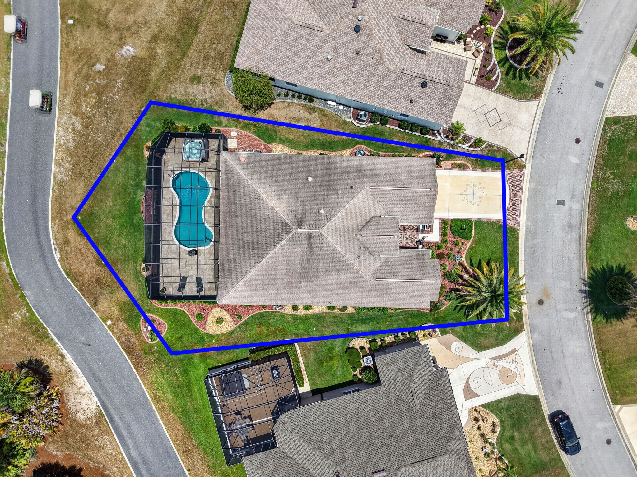 Aerial Side Elevation with Property Lines