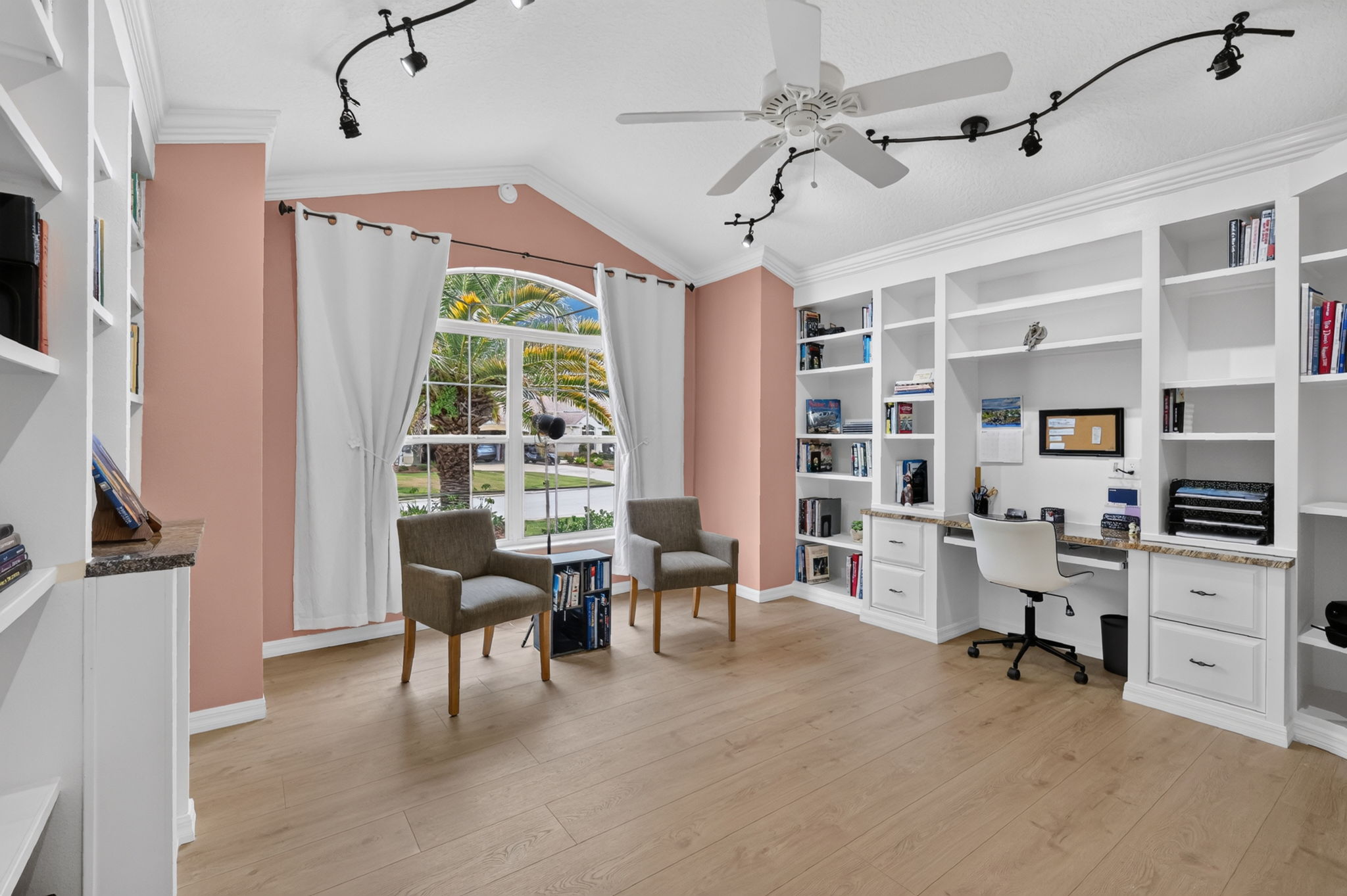 Second Bedroom with Built-In Desk and Cabinetry