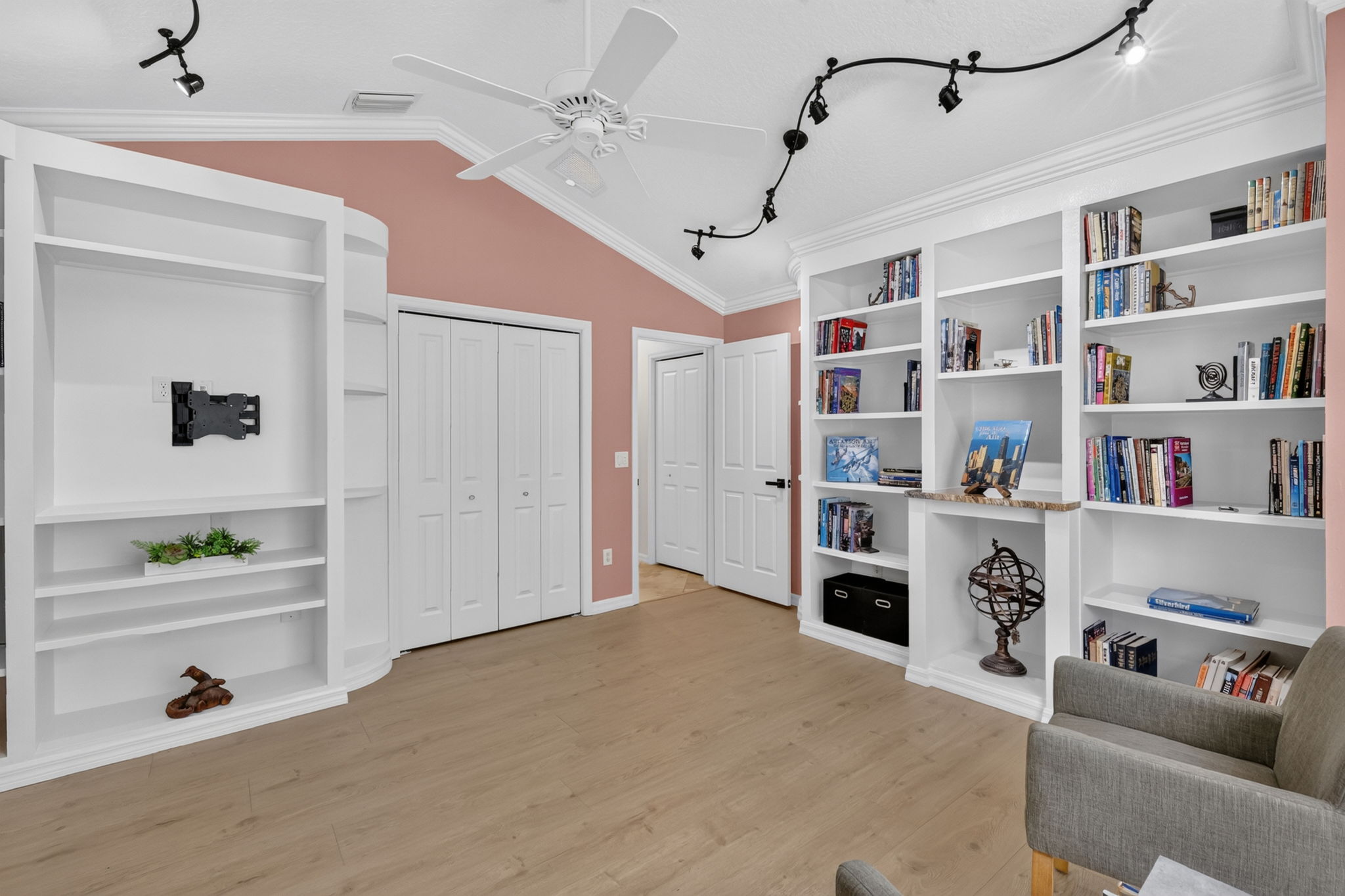 Second Bedroom with Built-In Desk and Cabinetry