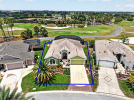 Aerial Front Eevation with Property Lines and Golf Front Views!