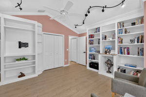 Second Bedroom with Built-In Desk and Cabinetry