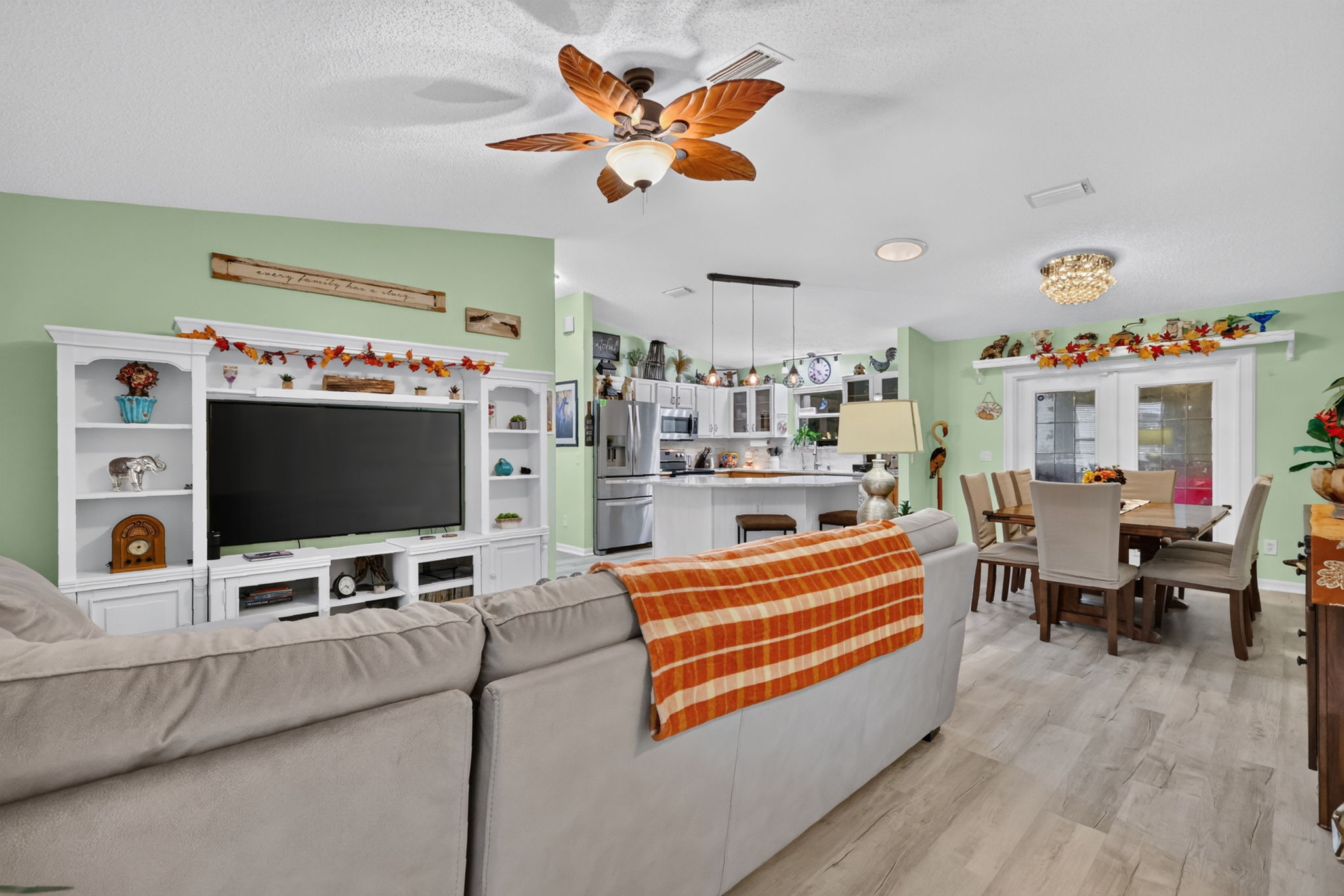 Kitchen, Dining and Living Rooms