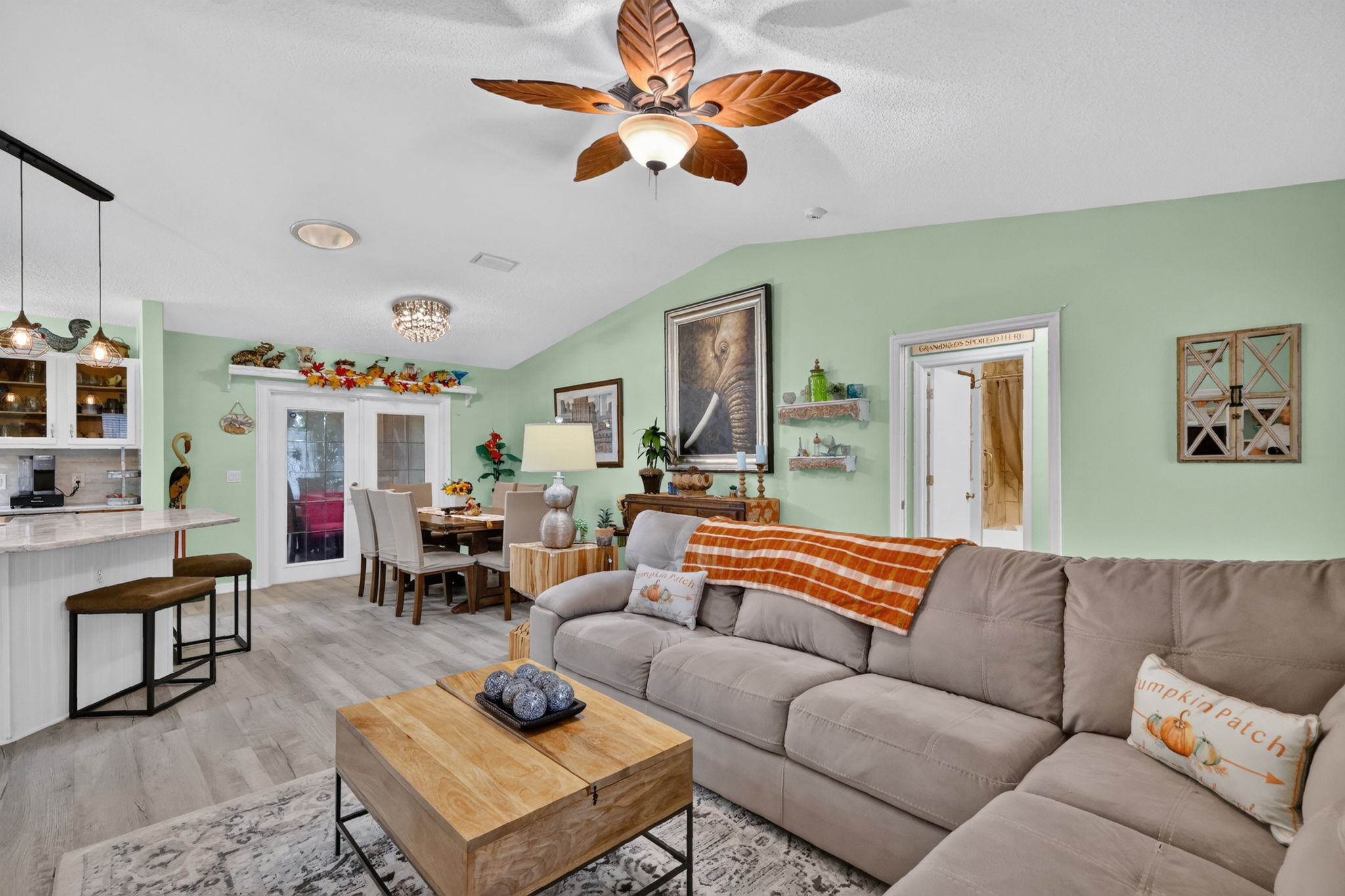 Kitchen, Dining and Living Rooms