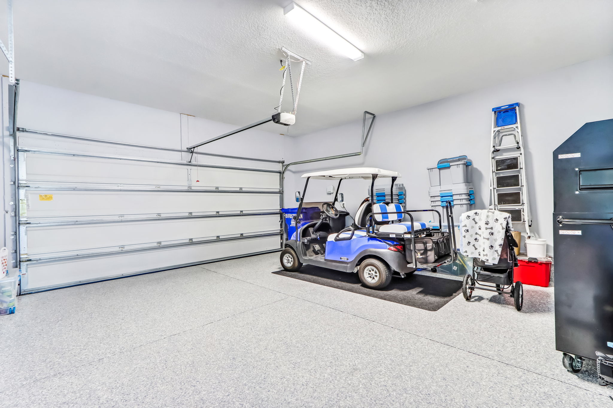 Garage with epoxy floor coating
