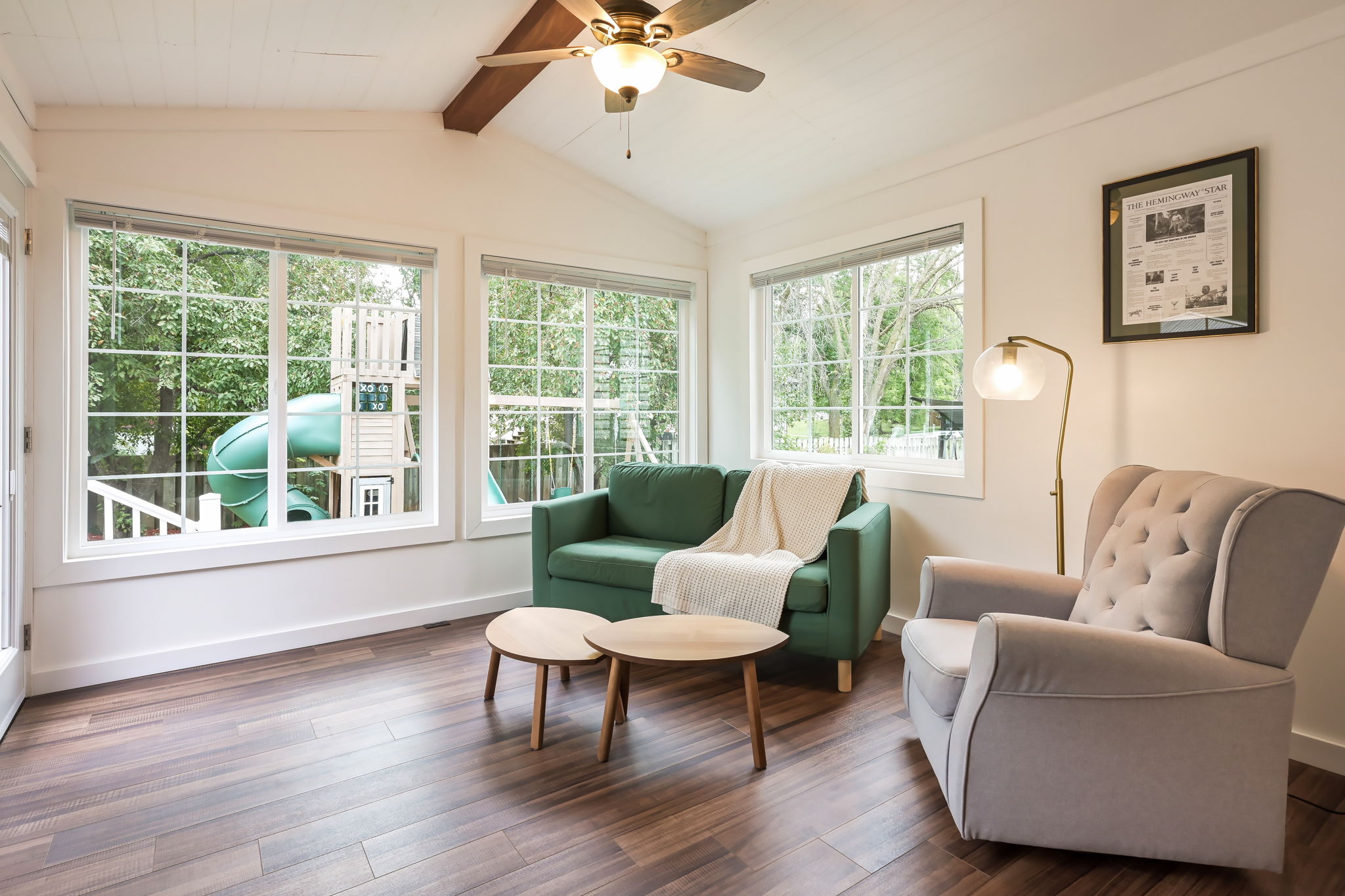 Grab your morning coffee or a book in the evening and enjoy the sunroom and 180 views of the backyard!