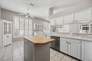 Generous island workspace and...