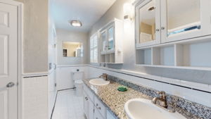 Enjoy your private master bath with a linen closet, separate sinks and plenty of storage.