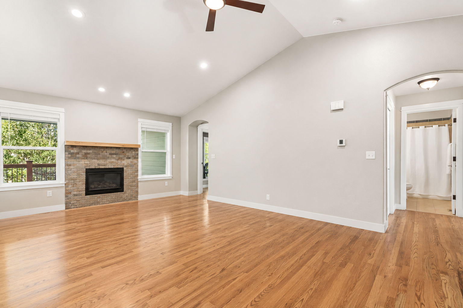 Primary En-Suite is at the back of the House. The front hall has Bed 2, Full Bath & Large Linen Closet