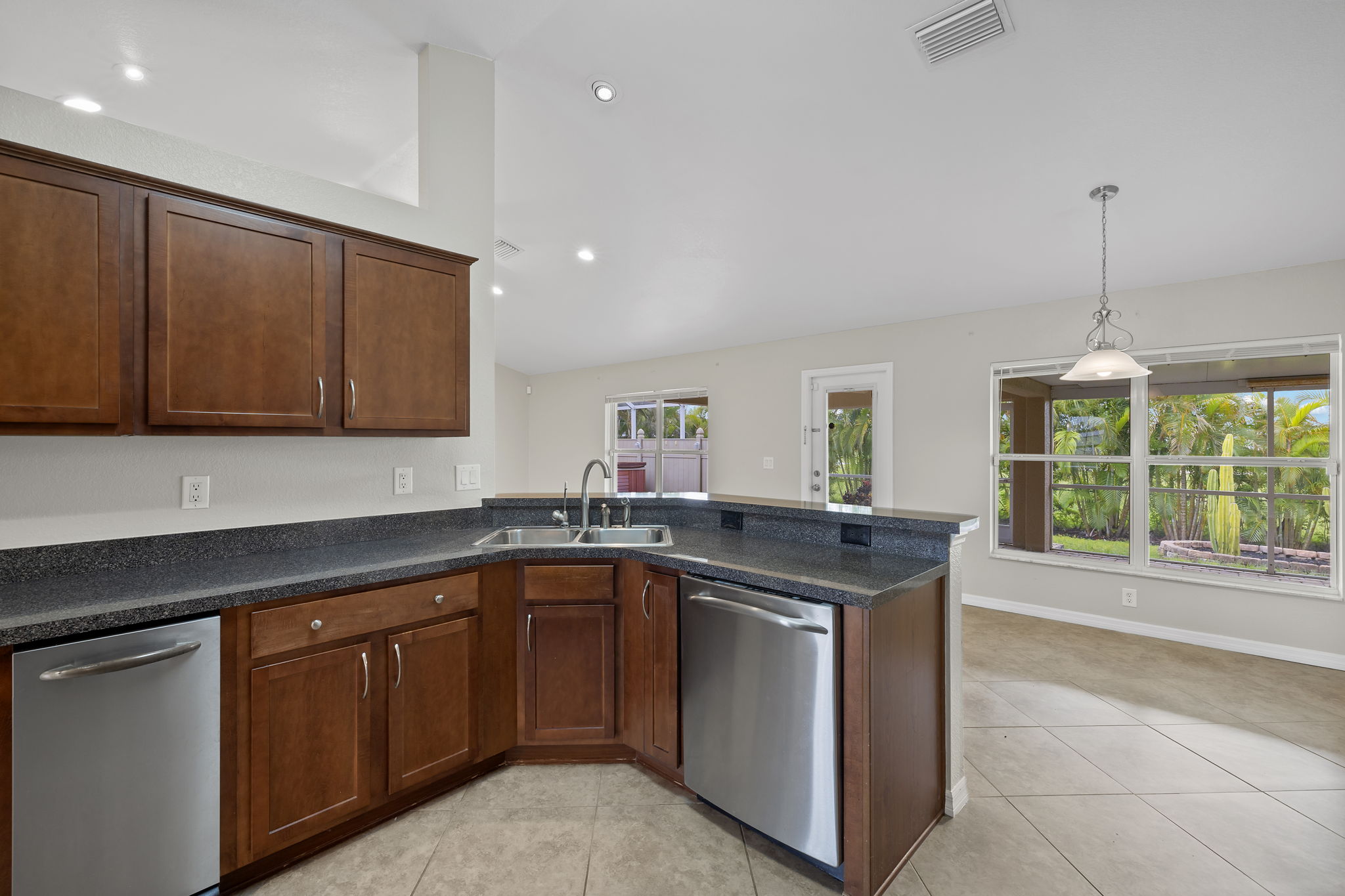 Sink overlooks breakfast area