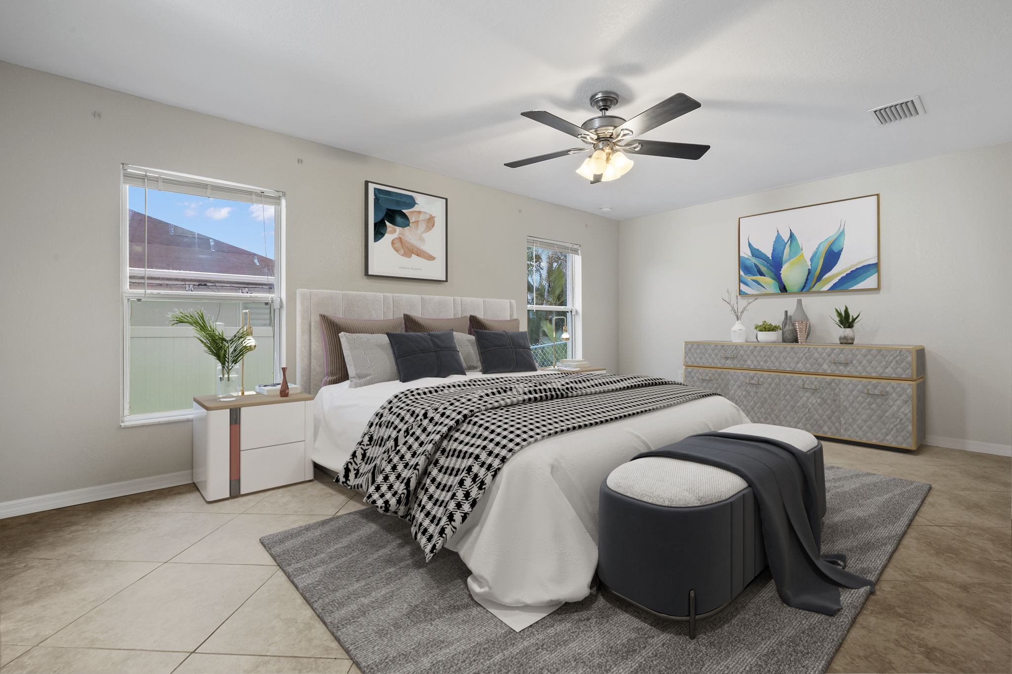 Virtually Staged Primary Bedroom