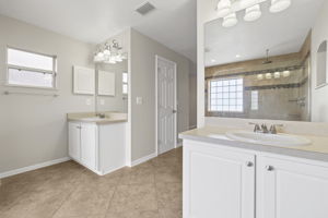 Primary Bathroom has dual sinks/vanities