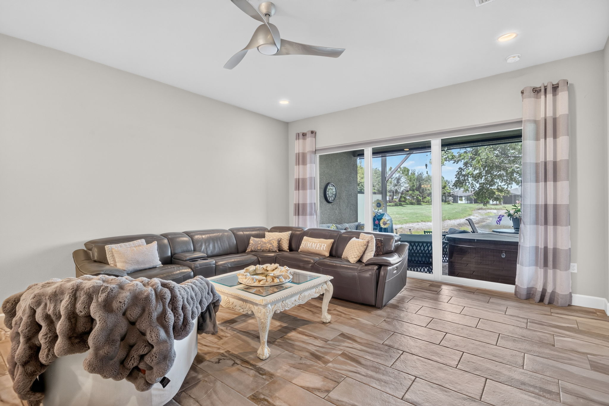The hot tub is negotiable! Room on this extended lanai for hot tub, sitting area, and eating area! WOW!