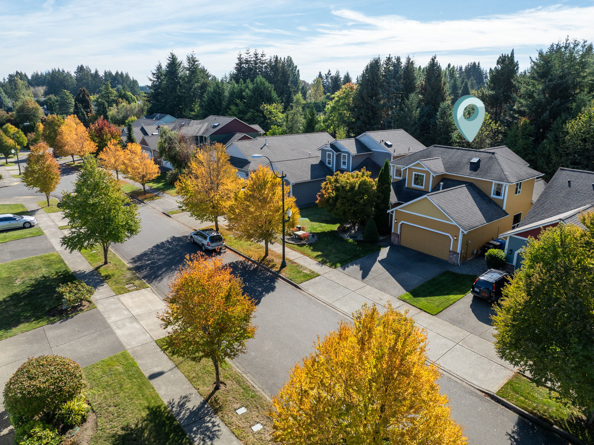 Sweet, tree-lined streets with sidewalks.