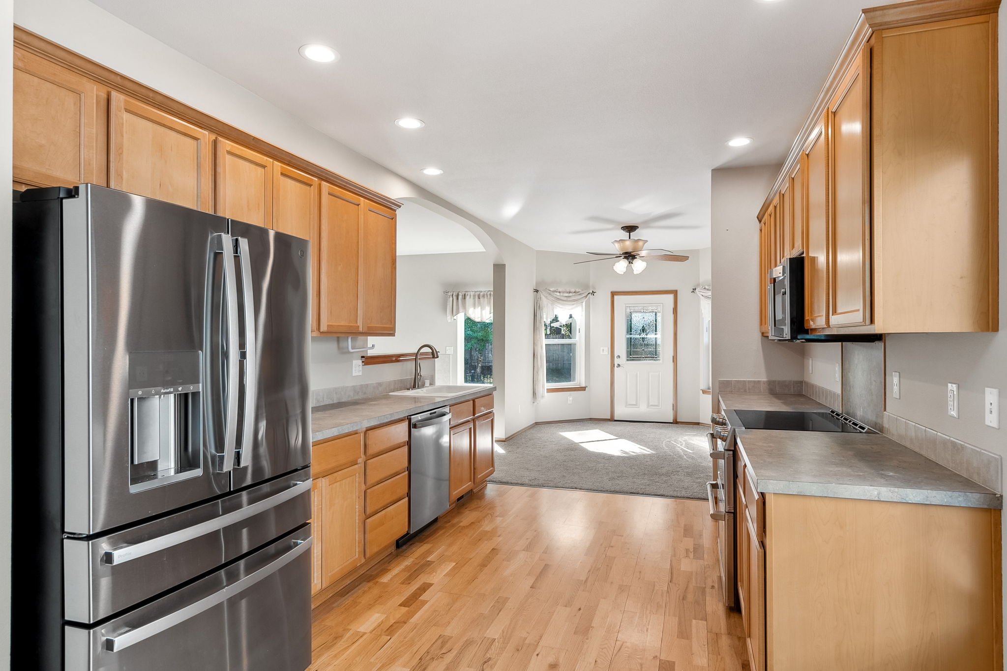 Updated appliances including this great fridge and a double oven!