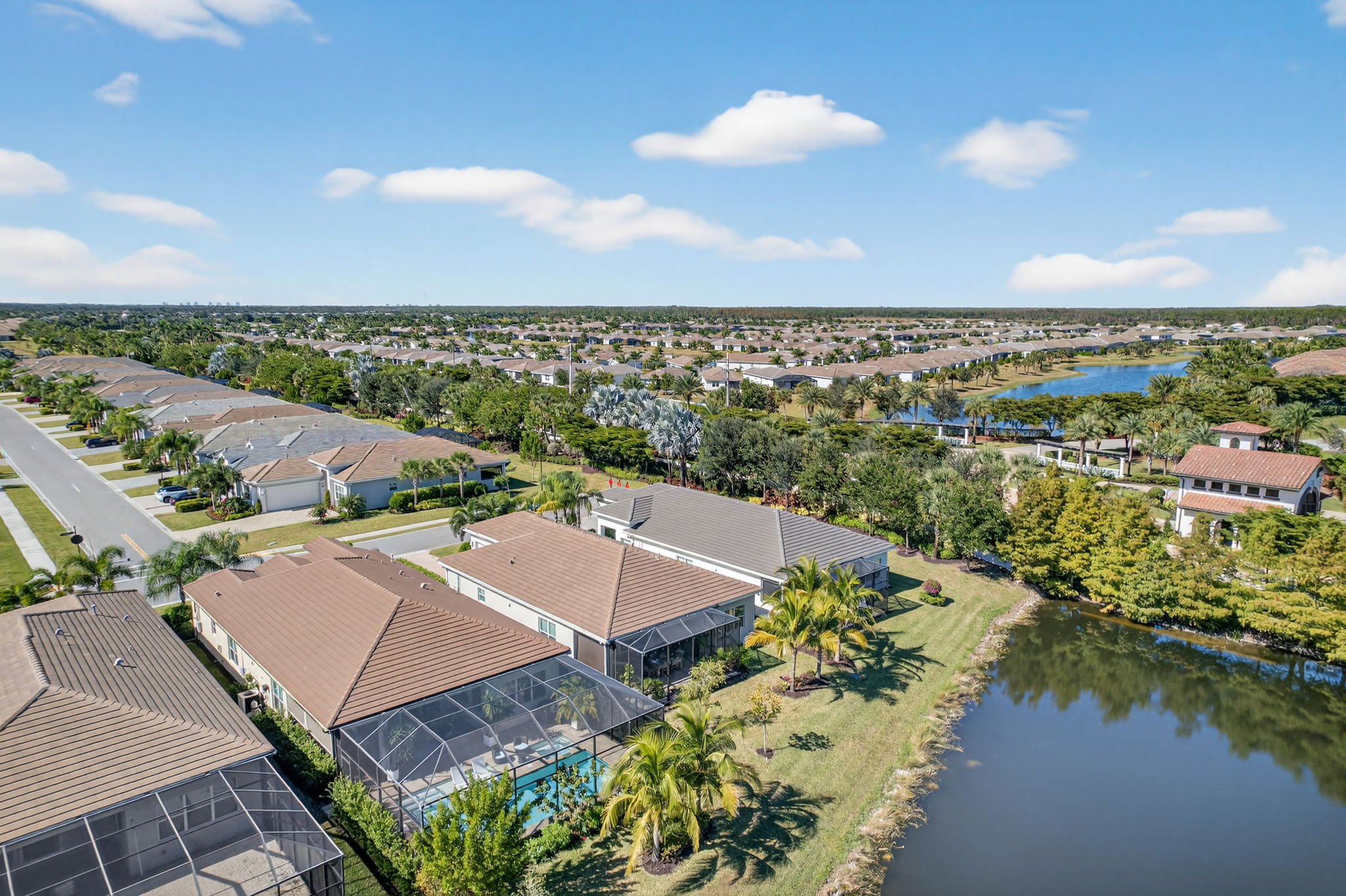 Shows the large pool area as well as the added bonus of street parking on neighboring street for when you entertain!