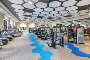 Gym is open 24/7 with the use of your fob! Overlooks the pool area and is attended during the day. Personal trainer lessons are available and demos of the eqt. are offered also.