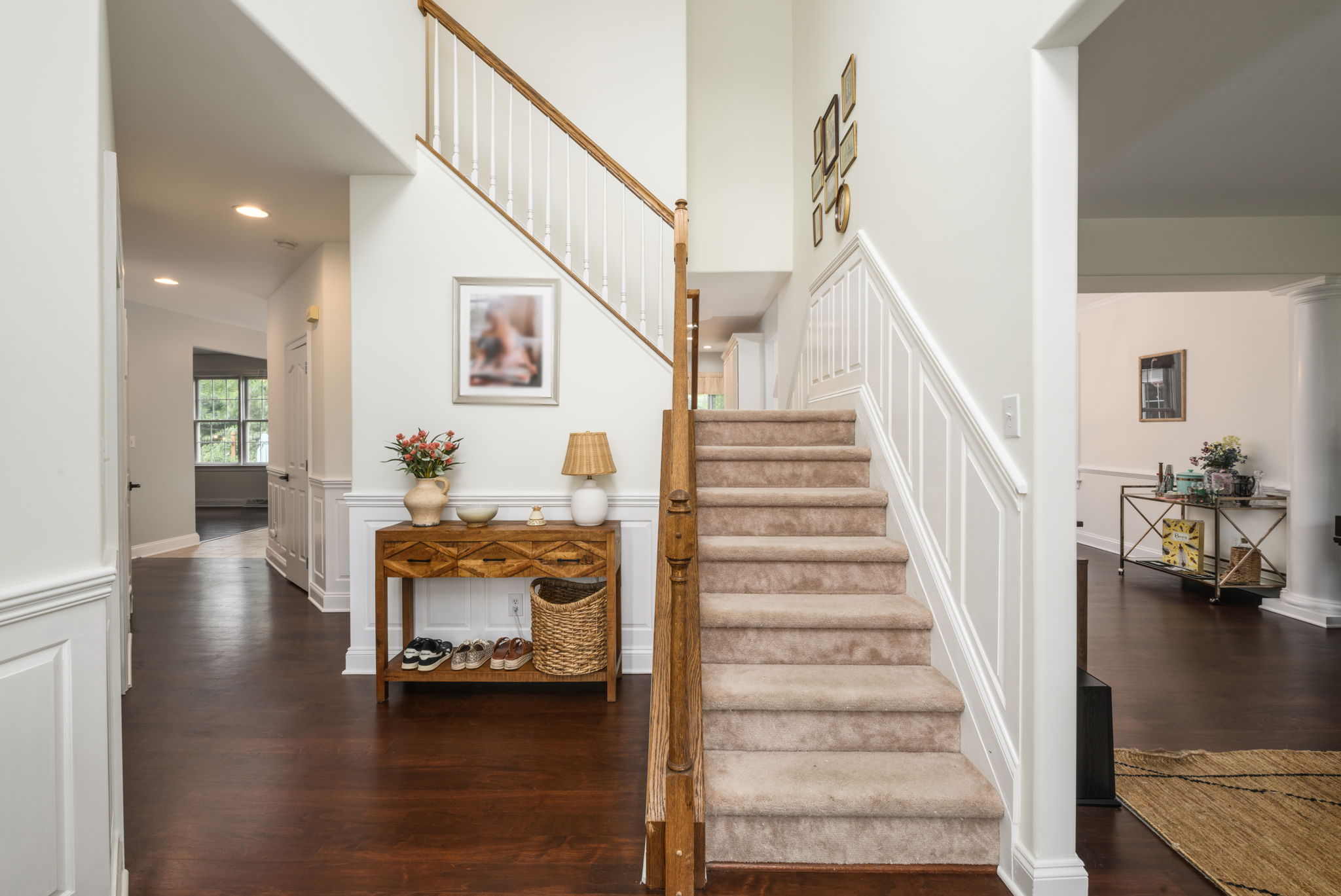 Two Story Foyer. Split Staircase