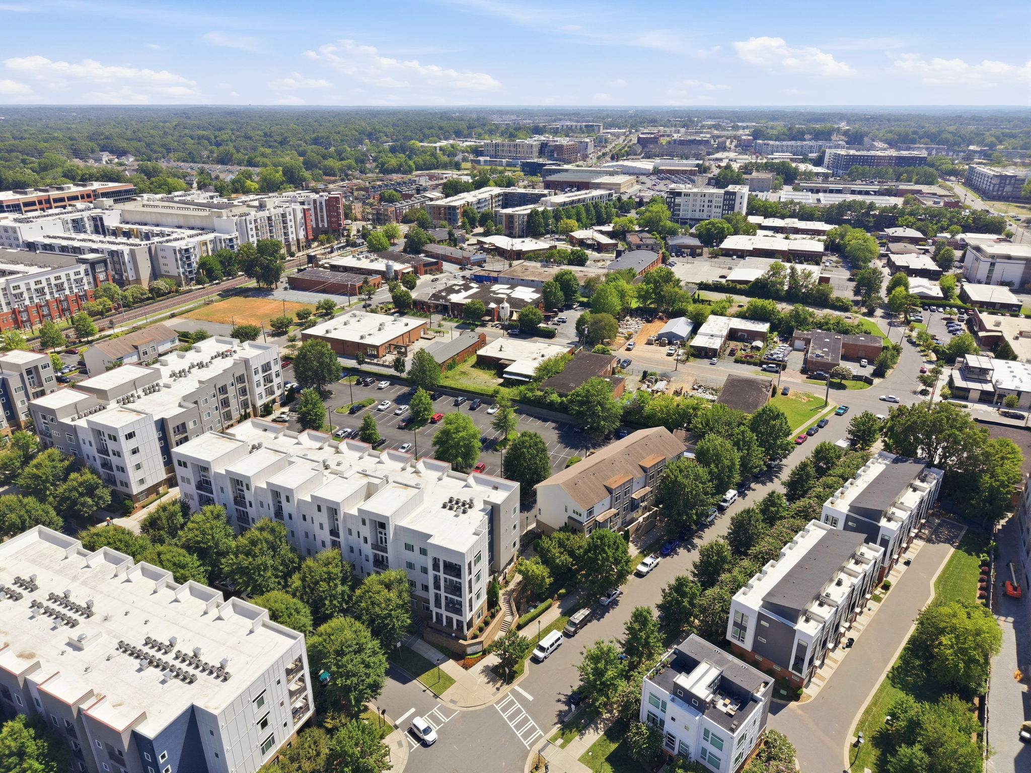 Neighborhood Aerial Showing the Property’s Convenient Location - Just a 5 minute walk from the New Bern LYNX Blue Line Station and Rail Trail