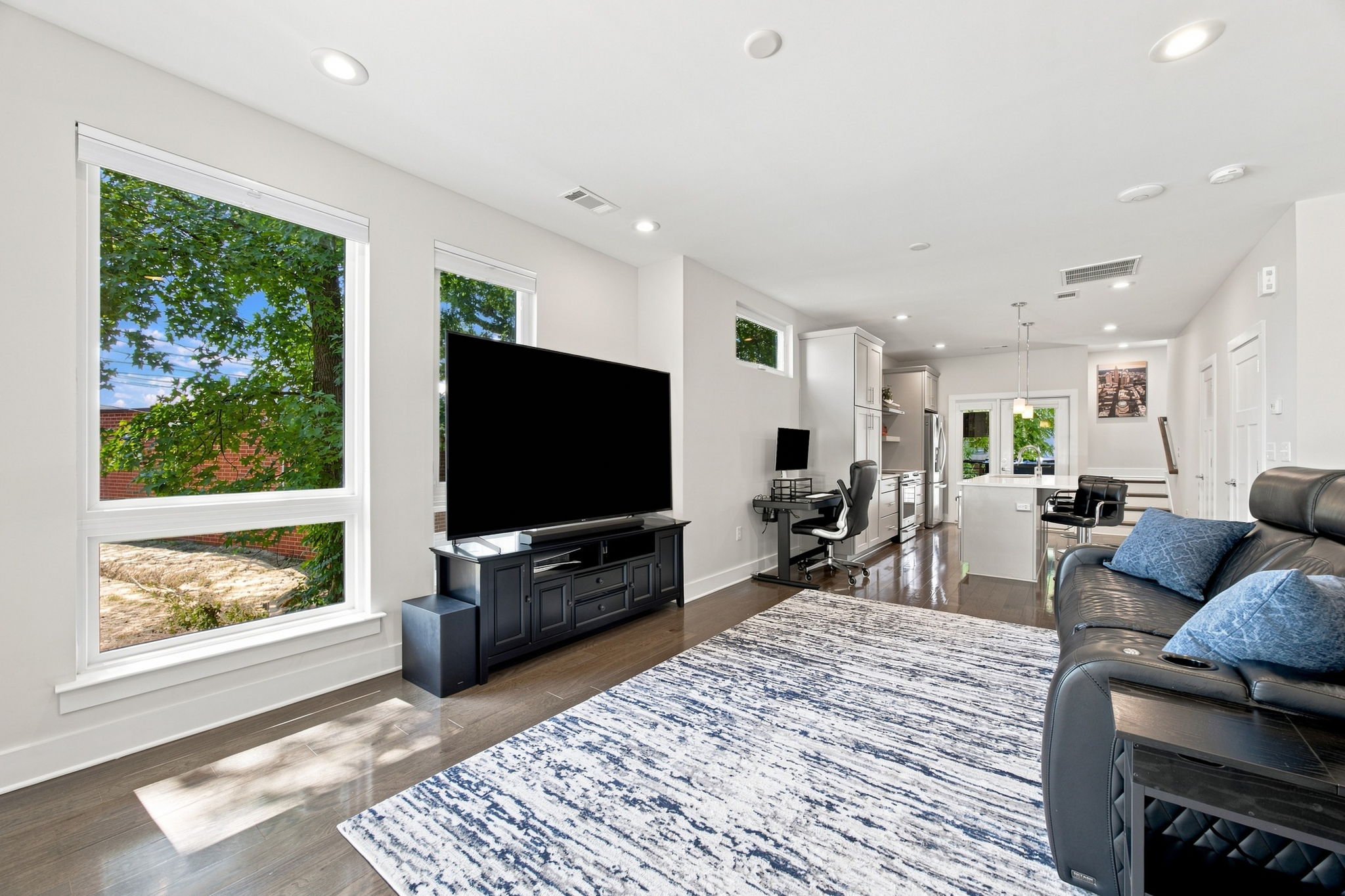 Sun-Filled Living Room with Oversized End-Unit Windows
