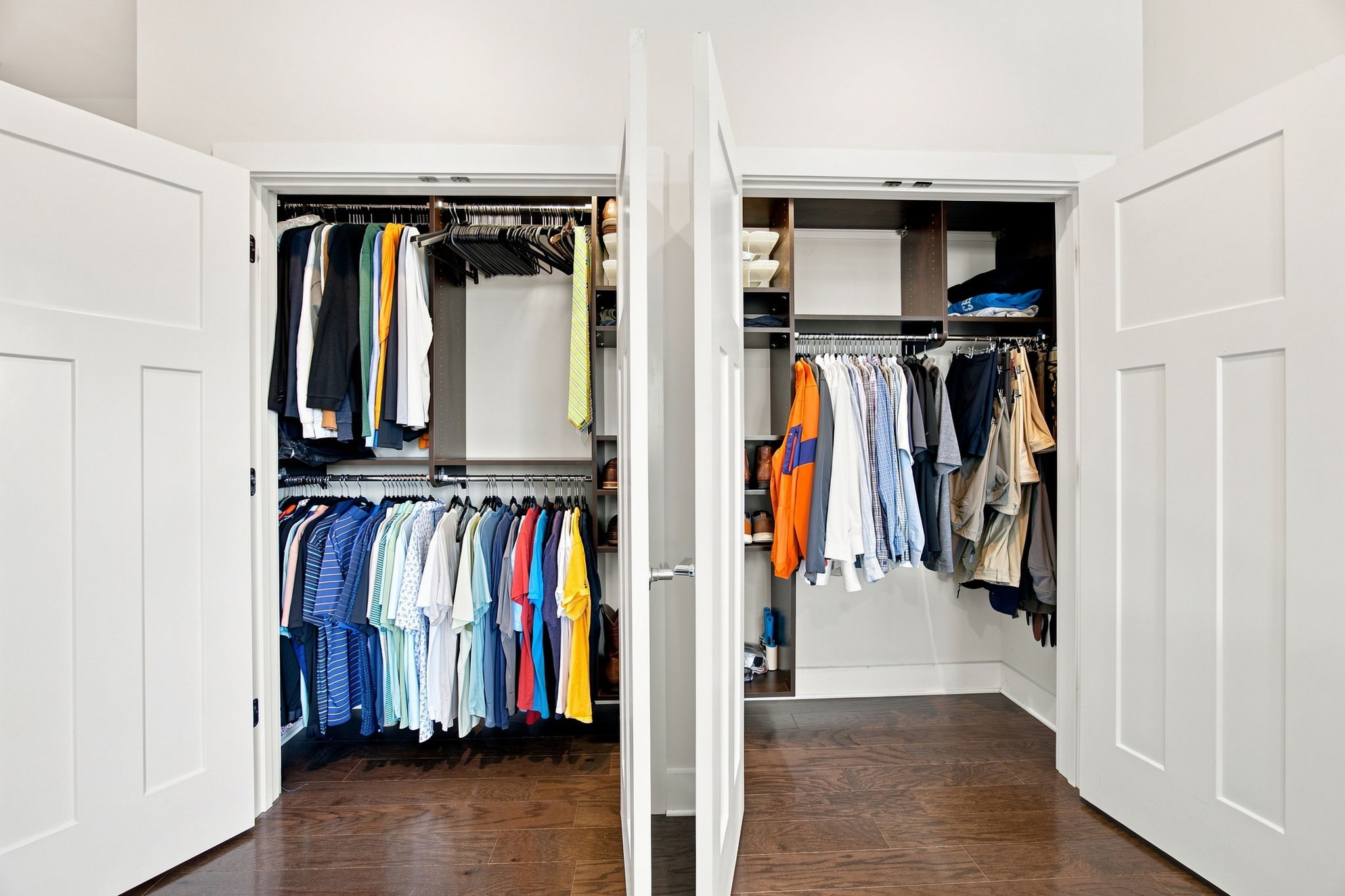 Large Primary Closet with Custom Built-In Storage