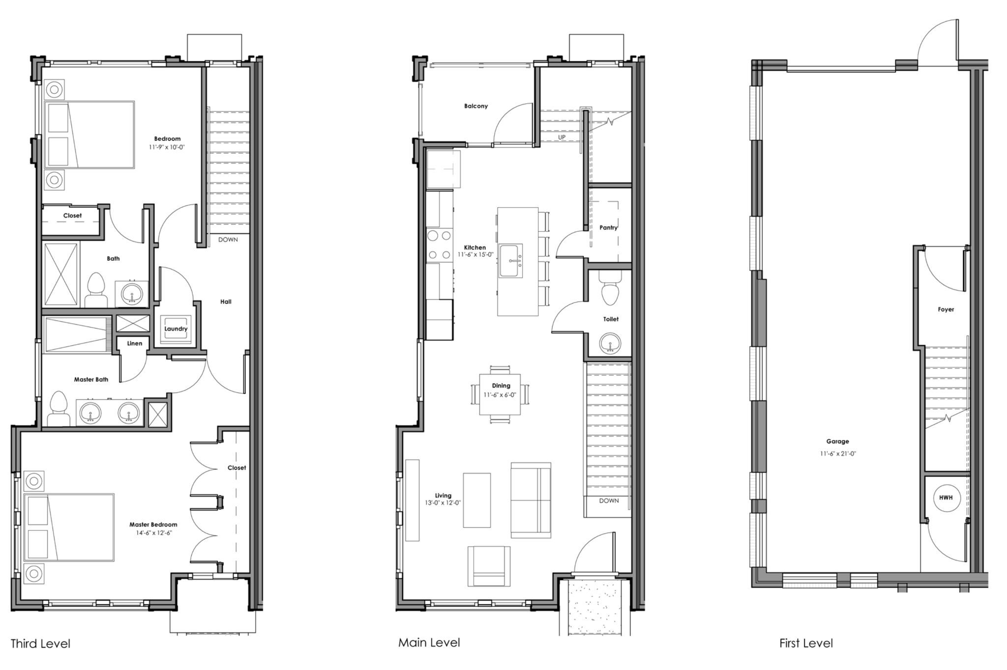 Three-Level Floor Plan