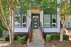 Landscaped Front Entry of End-Unit Townhome