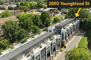 Aerial Highlighting the End-Unit Location and Adjacent Lawn