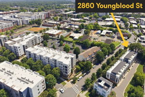 Neighborhood Aerial Showing the Property’s Convenient Location - Just a 5 minute walk from the New Bern LYNX Blue Line Station and Rail Trail