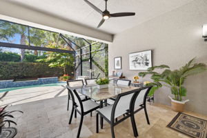 For shade seekers, this covered lanai has it all...including plumbed for gas grill or outdoor kitchen and outdoor dining seating area!