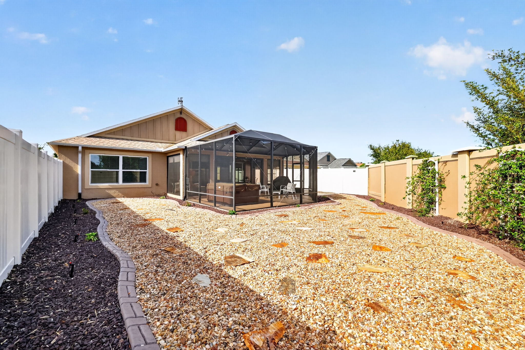 Low-Maintenance Stoned Landscaping with ROOM FOR A POOL!